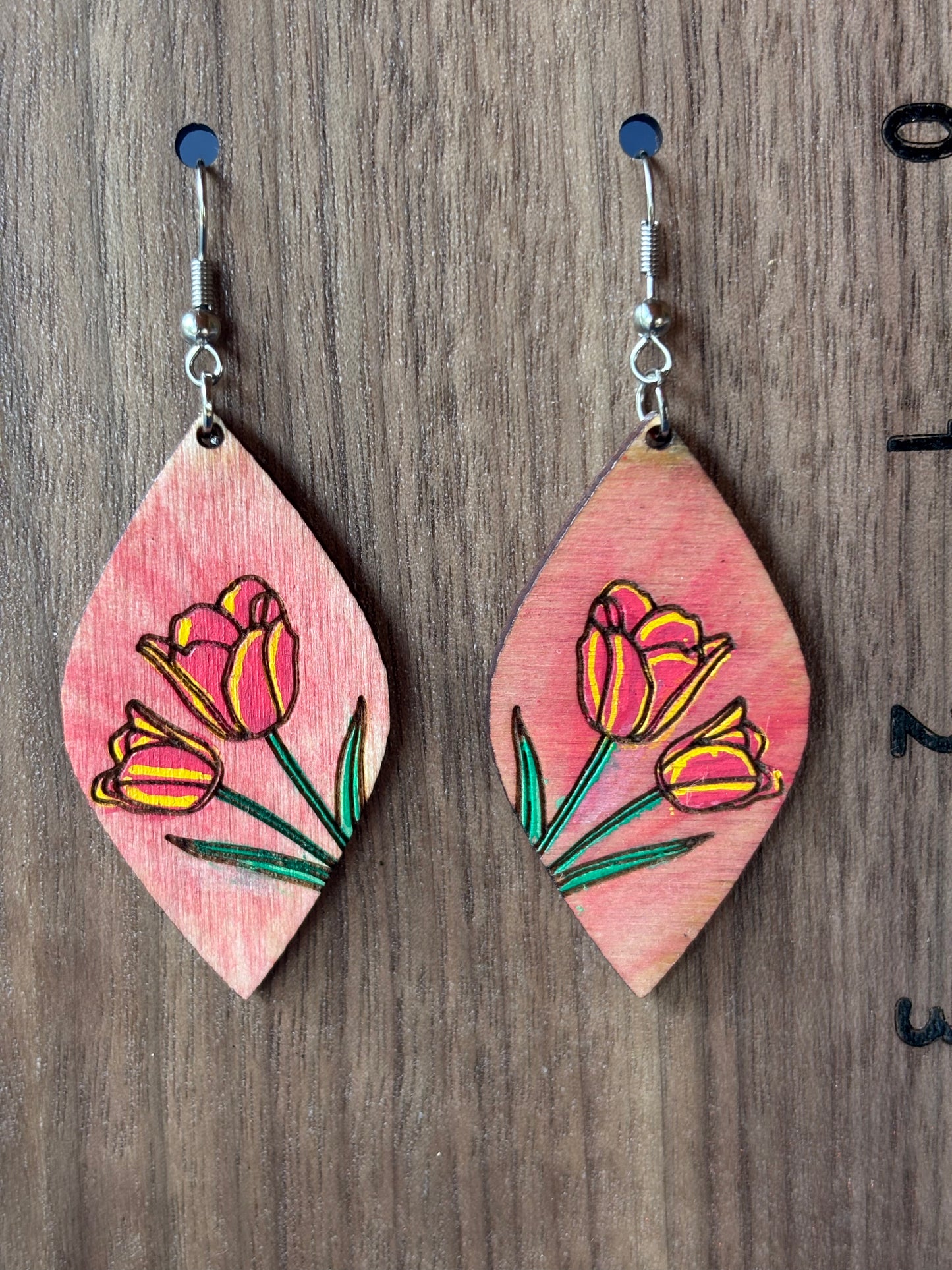 Custom Painted Tulip Earrings
