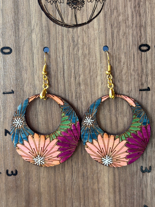 Custom Painted Floral Earrings